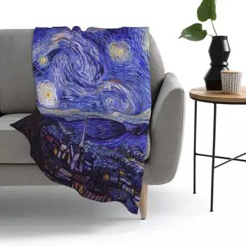 Vincenta Van Gogha, Hviezdna Noc Hodiť Deka Fleece deka Gauč deka Plyšové Flanelové Teplé Pribrala obojstranná deka fleece
