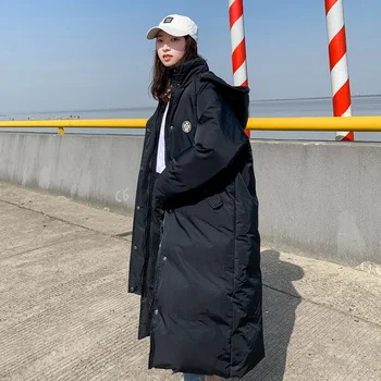 Kórejský Chlieb, Oblečenie Dole Bavlnená Bunda Ženy Kabát Zime Teplé Parker Kabát Ženskej Módy Voľné Hrubé Kapucňou Dlho Vrchné Oblečenie