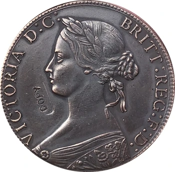 UK 1862 1 Cent mince kópiu 31mm