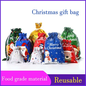 Veselé Vianoce Šnúrkou Candy Bag Vianočné Darčekové Balenie Vrece Zväzok Taška Darčekové Balenie Vrece Santa Claus Dekorácie