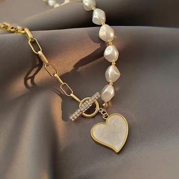 Luxusné Módne Láska Pearl Šitie Náhrdelník Clavicle Reťazca SZ Pracky Všestranný Prívesok pre Ženy, Dievča, Šperky Darček