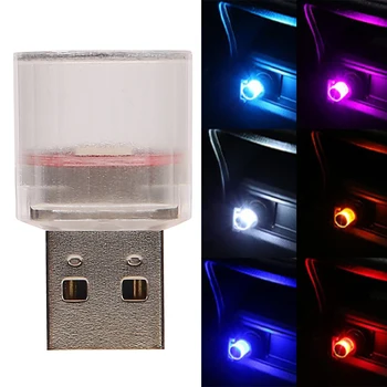 Auto Mini USB LED Okolité Svetlo Dekoračné Atmosféru Lampy