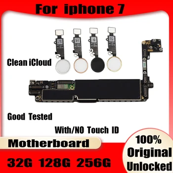 Plný žetónov, 100% Testované Na iphone 7 4.7 palcový Doska Č icloud,Pôvodný Odomknutý S/Č Dotyk ID logic board 32GB/128GB/256G