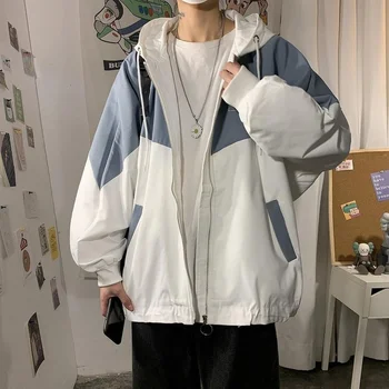 Jeseň High Street kórejské Oblečenie Mužov Bunda Trend Japonský Retro Náradie Bundy pre Mužov Príležitostné Voľné Kabát Streetwear