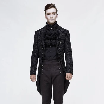 Gotický Steampunk Mens Formálne Tailcoat V Krku Zimné Mužov Kabát Dlhý Rukáv Nepravidelné