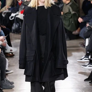 Pánske nadrozmerná vlna kabát zákazku veľké klope s dlhými rukávmi v čiernom. S-6XL!!