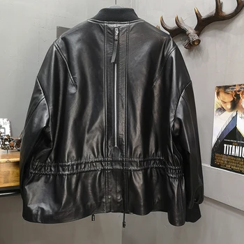 Originálne Kožené Bundy Ženy, Skutočné Ovčej Dámy Kabát Jar Jeseň Punk Gotický Motocykel Streetwear Vrchné Oblečenie Plus Veľkosť