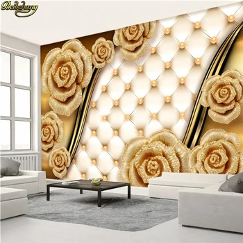 beibehang Vlastné Foto Tapety 3D Kvetinové Pozadie Moderné Golden rose mäkká taška tapety pre Obývacej Izby, Spálne, nástenná maľba na Papier