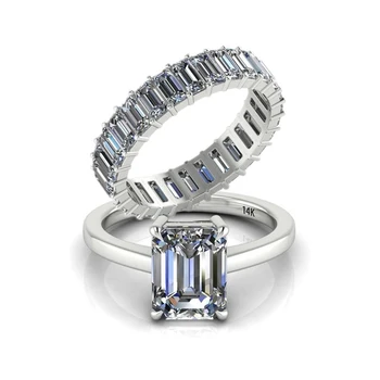 Luxusný Veľký Obdĺžnik Crystal Prstene Pre Ženy Muž Jasné, Zirkón Nehrdzavejúcej Ocele Svadobné Prstene Zásnubné Dary Šperky