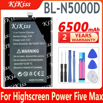 6500mAh KiKiss výkonnou Batériou BL-N5000D Pre Highscreen Moc Päť Max FiveMax 5Max Nahradenie Vysoká Kapacita Batérie