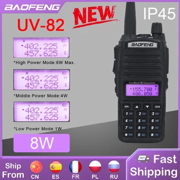 Walkie Talkie Baofeng UV-82 Upgrade BoaFeng UV 82 8W Optionl 5W CB Ham Rádio Duálny PTT 2 tak Amatérske Rádio Prijímač, UV-5R UV-9R