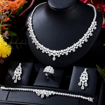 GODKI Luxusné 4PCS Indian Svadobné Šperky Set Pre Ženy, Svadobné Party Žlté Jablko Zelený Zirkón Dubaj Indické šperky Sady 2022