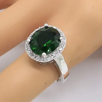 Kolo Zelená Semi-drahé Striebornom Krúžku pre Ženy Strany Šperky Darček k Narodeninám