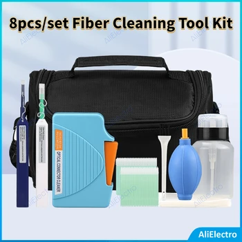 8pcs/súbor Vlákien Cleaning Tool Kit s Optickým Konektorom Cleaner Okno, Kliknite na tlačidlo, Čistiace Pero Kazeta Cleaner