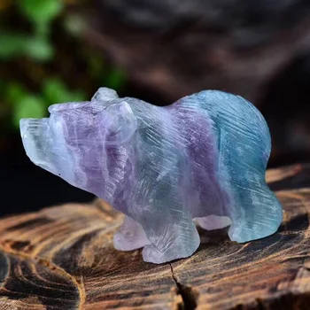 Krásne prírodné quartz rainbow fluorite medveď liečivé kryštály na darčeky Liečenie Reiki Domáce Dekorácie