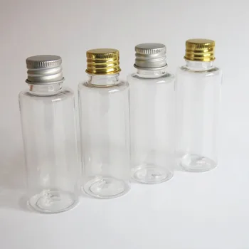 50 x 50 ml Ploché Ramenný PET fľaše s reduktorom zátka 50 ml naplniteľné Priehľadné Plastové Fľaše pre Hydrosol esenciálny olej