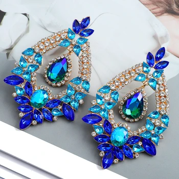Móda Klasické Geometrické Farebné Crystal Veľké Visieť Náušnice Pre Ženy 2023 Trend Luxusný Design Festival Strany Šperky Brincos
