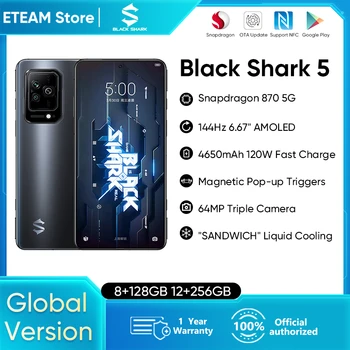 Black Shark 5 5G Smartphone Globálna Verzia Herný Telefón Snapdragon 870 Octa-Core 120W SuperCharge 4650mAh 144Hz AMOLED Originál