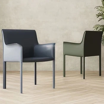 Pohodlné Jedálenské Stoličky Kožené Nordic Moderný Minimalistický Ergonomické Rameno Stoličky pre Voľný čas s Opierkami Cadeiras Kresle