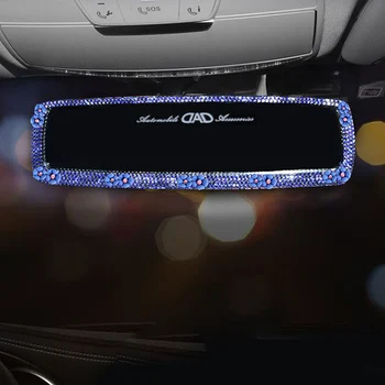 Drahokamu Auto Spätné Zrkadlo Dekor Kúzlo Crystal Kvety Spätné Zrkadlo Pokrytie Ornament Auto Assessoires Interiéru pre Ženy