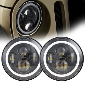7Inch LED Reflektor S Bielym Angel Eye Svetlomet S EMC 9pcs CREE Sústruženie Lampa Pre Jeep Wrangler JK JL Lada Niva Harley