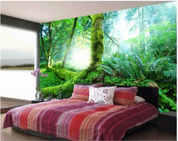 3d tapety vlastné fotografie Zelená slnečný lesa miestnosti dekorácie maľovanie obrazu 3d nástenné maľby, tapety na steny, 3 d