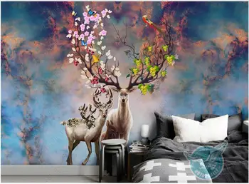 3d foto tapety na steny v kotúčoch Európskej Elk Mramoru Kvet domova tapety pre spálne na stenu