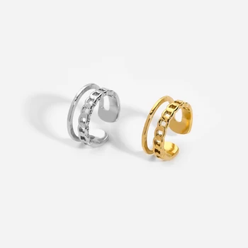 Minimalistický Nepremokavé Nehrdzavejúcej Ocele Pozlátené Trendy Reťazca Otvoriť Prstene pre Ženy, Dievčatá Vysvetlenie Textúra Kovu Šperky Darček