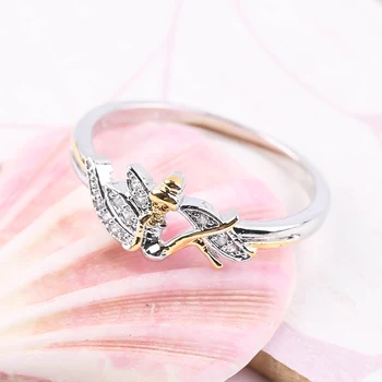 Nové Módne Pohár Plný Anjel Krídla Prstene pre Ženy Šperky, Zásnubné Á Krúžok Fantasy Fairy Dievčatá Strana Dary
