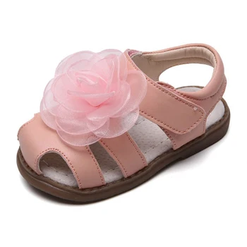 Ploché Dno Non-Slip Veľký Kvet Deti Sandále 2020 Nové Letné Pravej Kože, Baby, Dievčatá, Batoľa Topánky Deti Plážové Sandále
