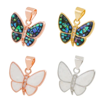 Krásny Motýľ Rose Gold Plated Kameň Kubický Zirkón Kúzlo Prívesok pre Šperky DIY Zistenia