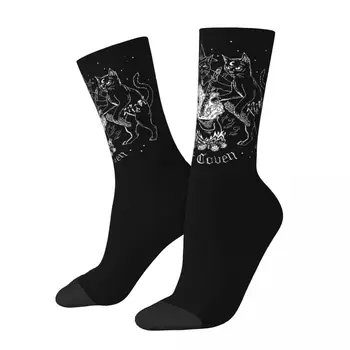 Jeseň Zima Crazy Design Ženy Muži Mačka Coven Tajomné Veštenie Čiar Ponožky Baphomet Okultné Non-slip Futbal Ponožky