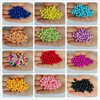 Všetky farby, 3-12mm rovno otvormi okolo imitácia plastové korálky, perly pre príslušenstvo šperky Korálky a Šperky Robiť