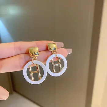 Kórejský Nová Značka Šperkov List Kruhu Drop Náušnice Pre Ženy Módne Šperky Geometrické Earings Brincos Veľkoobchod
