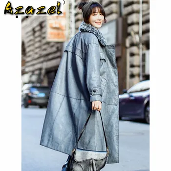 Skutočné Originálne Kožené Bundy Ženy Oblečenie 2020 Jeseň Zima Streetwear Vlna Golier z Ovčej Dole Kabát kórejský Topy ZT3473