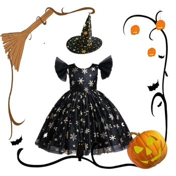 Halloween Sady Dievčatá Princezná Magic Šaty s pokrývku hlavy 18 Mesiacov-10 Rokov Deti Vianočné Šaty Halloween Party Šaty Cosplay