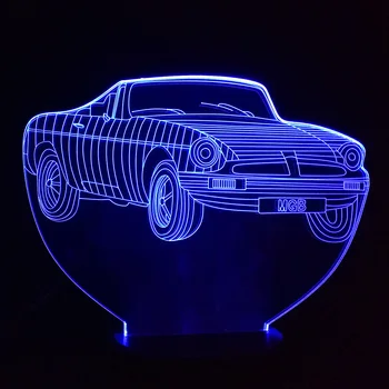 Cool Car Akrylových 3D Lampa 7 Zmena Farby Noc Ľahký Dotyk Prepínač, Farebné Svetlá LED USB Stôl, stolná Lampa Atmosféru Osvetlenia