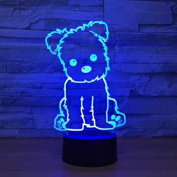 Krásne Psa 3D lampa LED Nočné Svetlo Ilúziu, Nočné Lampy GRB USB Tabuľka Stolná Lampa Domov Osvetlenie Farba Mení Atmosféra lampa