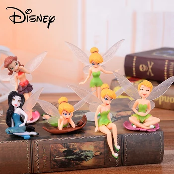 6/7pcs Disney Tinker Bell Akcie Obrázok Roztomilý Kvet Faery Víla Elf Pvc Model Bábiky Kawaii Dievča Figúrka Hračky pre Deti Cake Decor