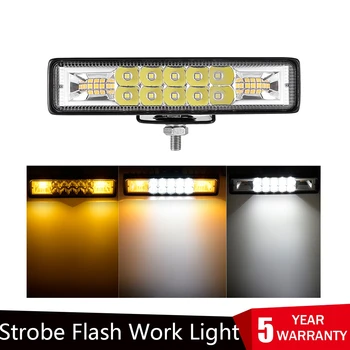 LED Pracovné Svetlo Bar 48W Blesk Flash Combo Lúč Biela Žltá Pre Atv Offroad Suv Motocykel Nákladných Prívesov Auto Príslušenstvo 12V