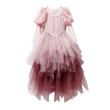 2022 Nové Jarné Dievčenské Princezná Šaty Deti Ružový Obláčik Rukáv Sequin Narodeninovej Party Šaty Plesové Šaty, Tylu Výkon Kostým