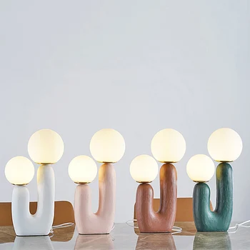 Nordic Tvorivé Kaktus Stolové Lampy, Moderný Obraz LED Živice Svietidiel pre Obývacia Izba Štúdia Spálňa Posteli Dekoratívne Svetlo Stôl