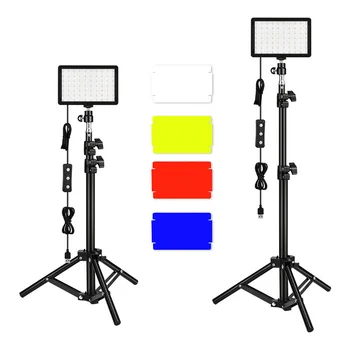 Kvalitný USB LED Video Osvetlenie Panelu So 4 Filtre RGB Fotografie Studio Svetlo S Statív Držiak Na Youtube Video Lampa