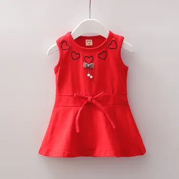 Nové Baby Girl Šaty, Šaty Na Bežné Pevné Patch Kórejský Lete Bavlna Voľné Docela Roztomilý Oblečenie Detí, Deti, Detské Šaty