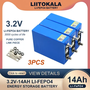 3ks Liitokala 3.2 V 14Ah batérie LiFePO4 fosfát 14000mAh pre 4s 12V 24V Motocykel, Auto motor batérie modifikácia