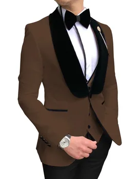 Pánske Oblek Na Svadbu Tri Kusy Ženícha Tuxedos Sako Mužov Ženích Farby Obleku Strany Prom Oblek(Sako+Nohavice+Vesta)