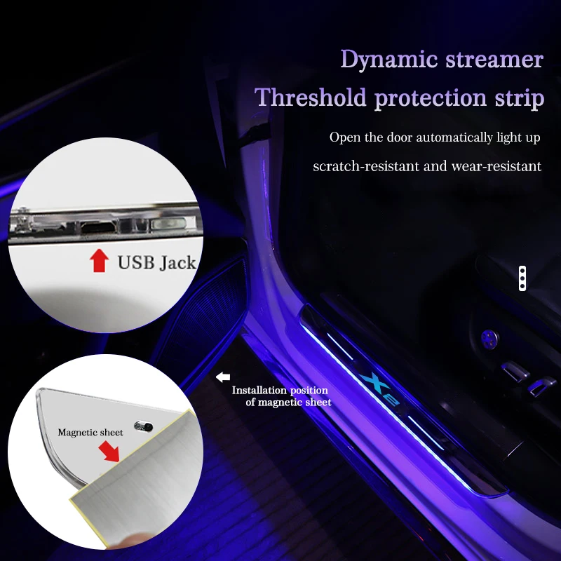 Prispôsobený Inovované USB Power Pohybujúce sa LED Vitajte Šliapacie Auto Šúchať Doska Pedál Dvere, Parapetné Cesta Svetlo Pre Bmw X2 F39 Príslušenstvo Obrázok 1
