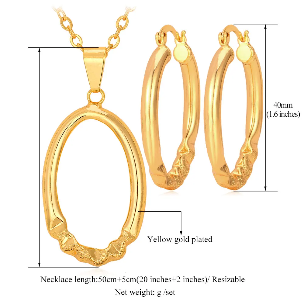 Okrúhly Prívesok Náhrdelník Hoop Náušnice Nastaviť Zlatá Farba MGC Veľkoobchod Jednoduché Módne Šperky Set Pre Ženy PE438 Obrázok 3