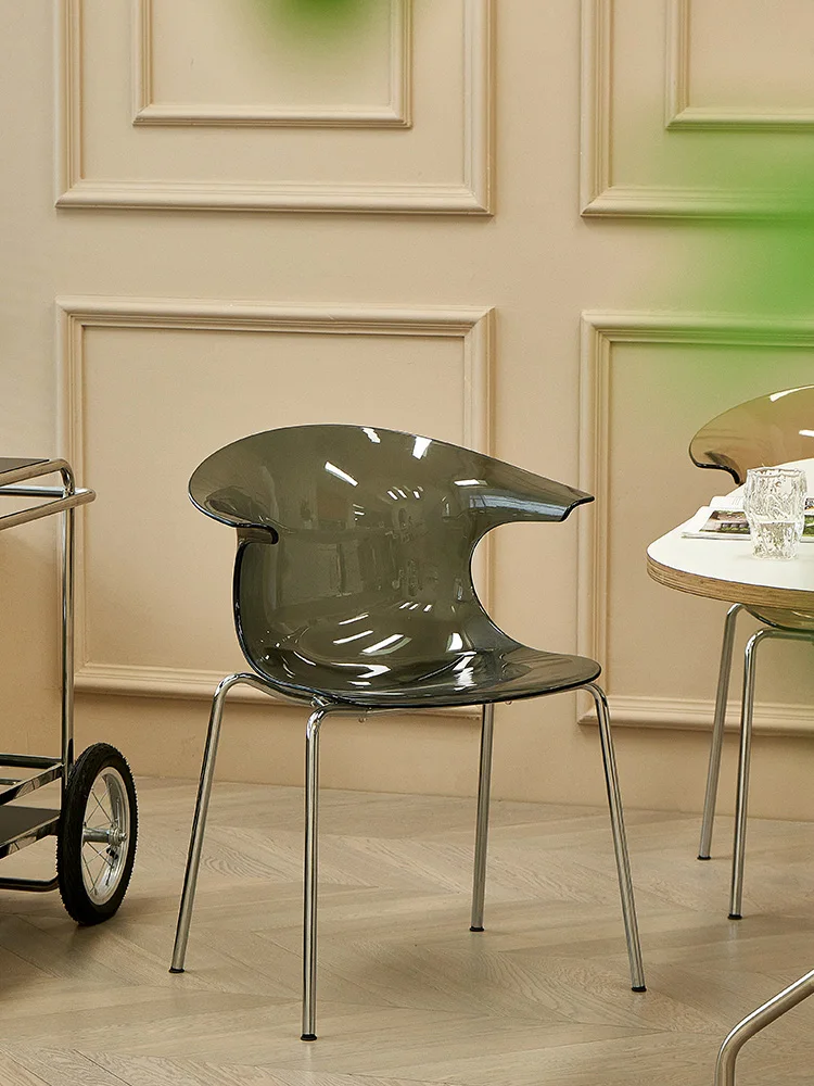 Nordic Jedálenské Stoličky PE Transparentné Plastové Stolice, Luxusná Obývacia Izba Kreslo Moderný bytový Nábytok Design Voľný čas Stoličky Stoličky Obrázok 2