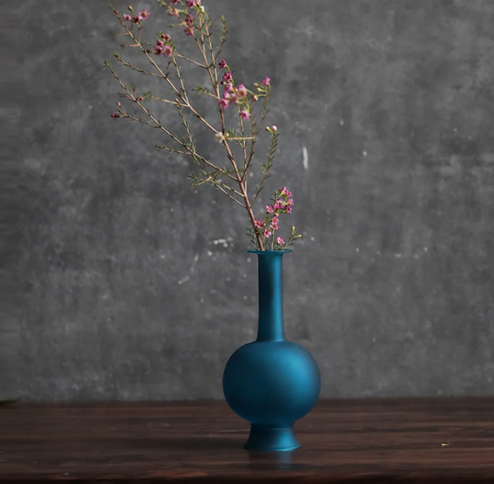 Moderné Páva Modrá Váza Európskej Glazúra Hladené Priehľadné Presklené Váza Ozdoby Obývacia Izba Ploche Kvetinové Vázy, Dekorácie Nové Obrázok 1